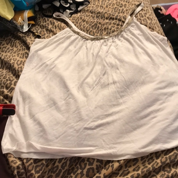 Matty M size large white large camisole Silver seed bead trim and straps NWOT - Picture 5 of 7